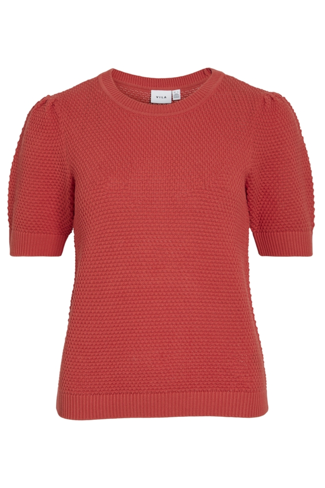 VIDALO O-NECK S/S KNIT TOP - NOOS 14084421 paprika